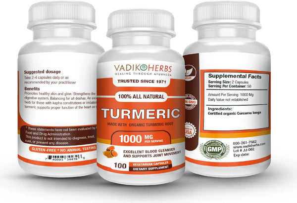 Vadik Herbs, Turmeric, 100 ct