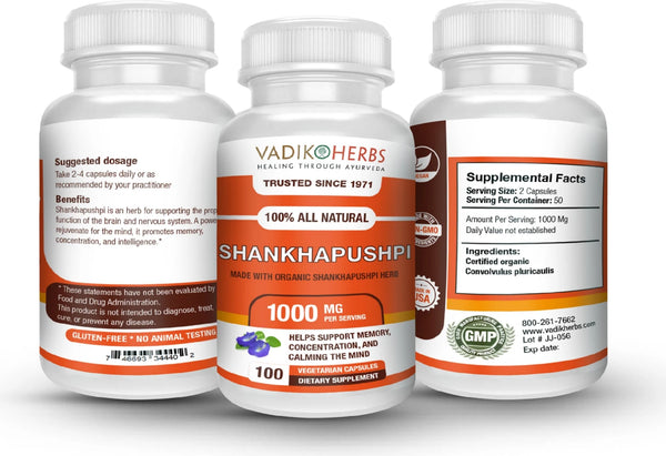 Vadik Herbs, Shank Pushpi, 100 ct