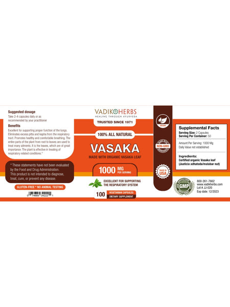Vadik Herbs, Vasaka, 100 ct