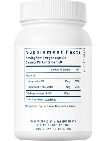 Vital Nutrients, 5HTP 100mg, 60 vegetarian capsules