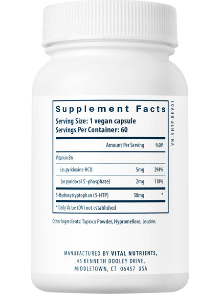 Vital Nutrients, 5HTP 50mg, 60 vegetarian capsules