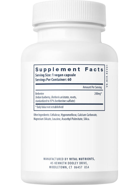 Vital Nutrients, Berberine 200mg, 60 vegetarian capsules