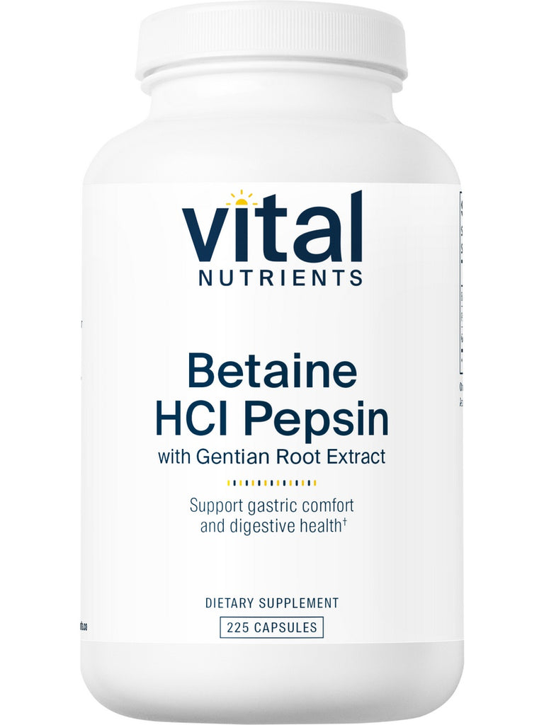 Vital Nutrients, Betaine HCl Pepsin Gentian Root Extract, 225 capsules