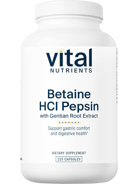 Vital Nutrients, Betaine HCl Pepsin Gentian Root Extract, 225 capsules