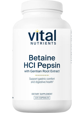 Vital Nutrients, Betaine HCl Pepsin Gentian Root Extract, 225 capsules