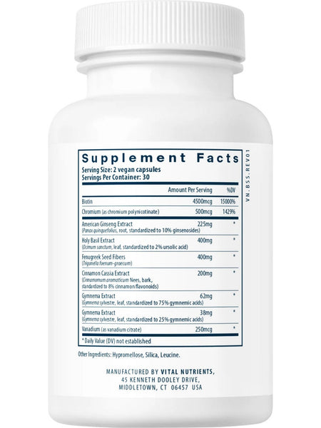 Vital Nutrients, Blood Sugar Support, 60 vegetarian capsules