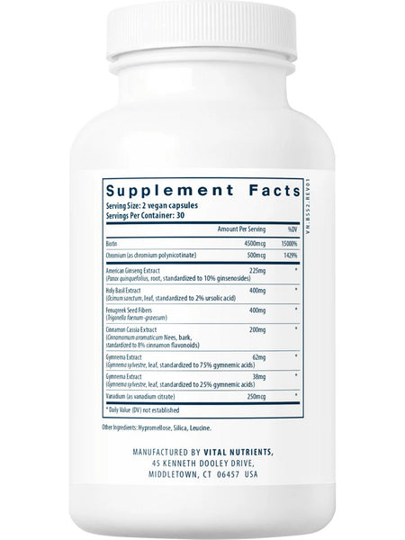 Vital Nutrients, Blood Sugar Support, 120 vegetarian capsules