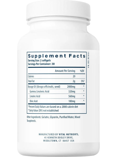 Vital Nutrients, Borage Oil, 60 softgels