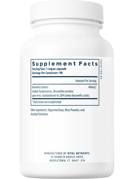 Vital Nutrients, Boswellia Extract 400mg, 90 vegetarian capsules