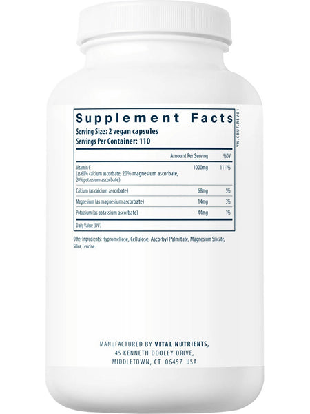Vital Nutrients, Buffered C 500mg, 220 vegetarian capsules