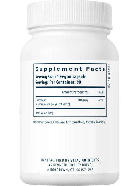 Vital Nutrients, Chromium (Polynicotinate) 200mcg, 90 vegetarian capsules
