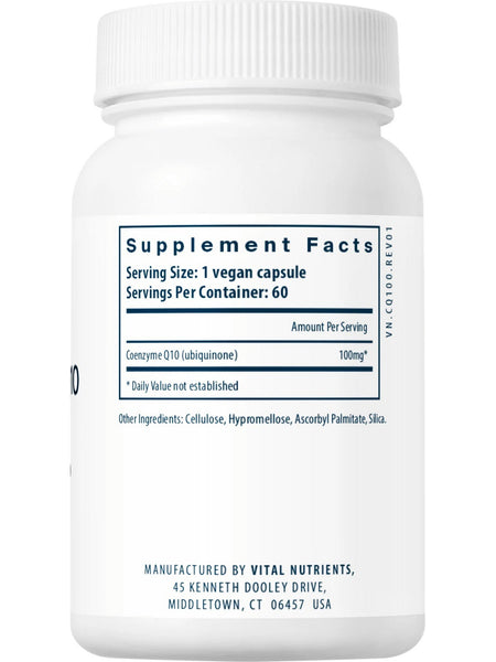 Vital Nutrients, CoEnzyme Q10 100mg, 60 vegetarian capsules