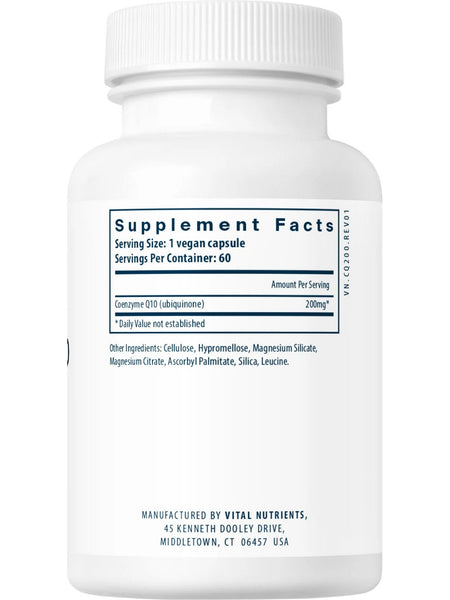 Vital Nutrients, CoEnzyme Q10 200mg, 60 vegetarian capsules