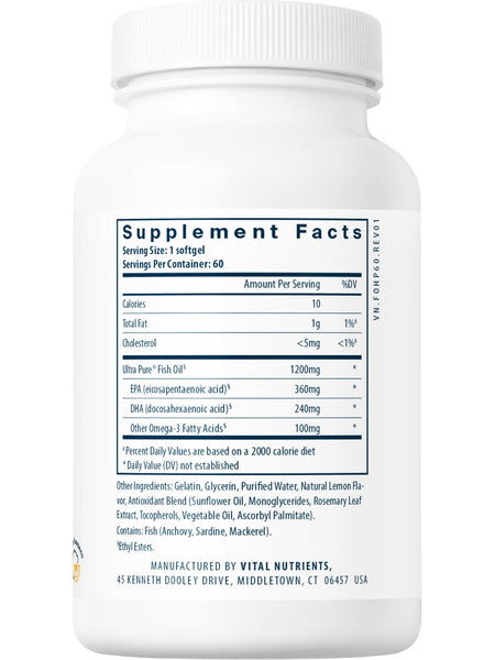 Vital Nutrients, Ultra Pure® Fish Oil 700 Pharmaceutical Grade, 60 softgels