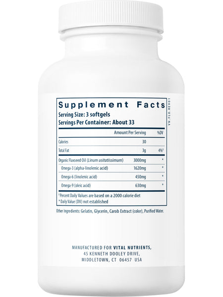 Vital Nutrients, Flax Oil, 100 softgels