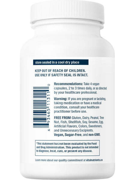 Vital Nutrients, Glutamine 3400mg, 100 vegetarian capsules