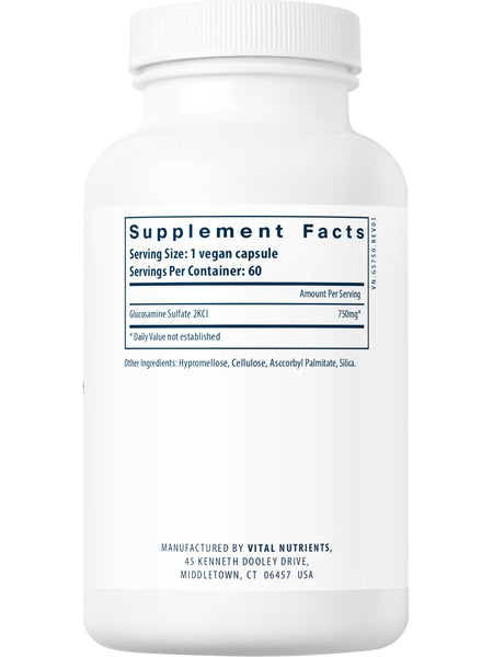 Vital Nutrients, Veg-Source Glucosamine Sulfate 750mg, 120 vegetarian capsules
