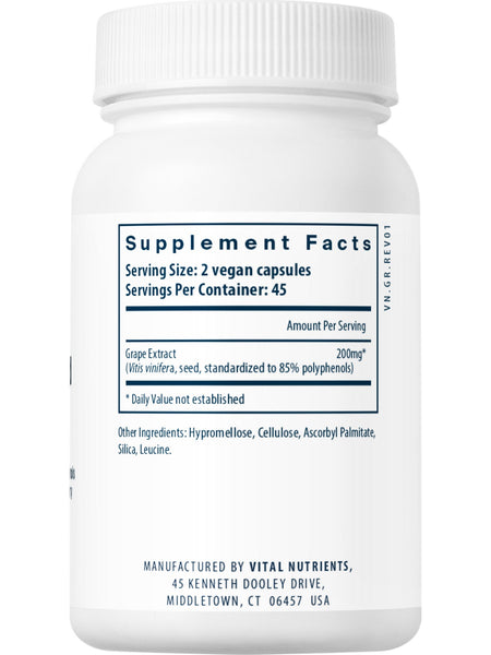 Vital Nutrients, Grape Seed Extract 100mg, 90 vegetarian capsules