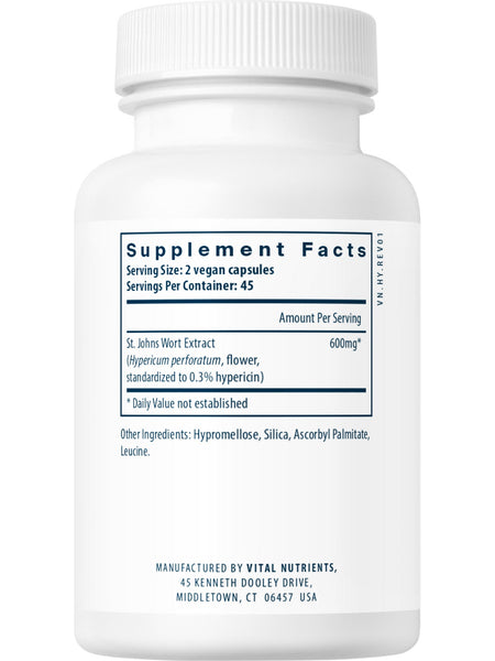 Vital Nutrients, St. John's Wort 0.3% Standardized Extract, 90 vegetarian capsules