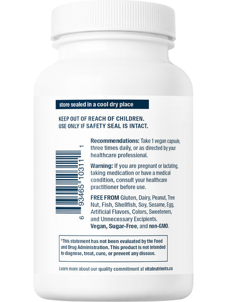 Vital Nutrients, Lysine 500mg , 100 vegetarian capsules