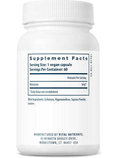 Vital Nutrients, Melatonin 3mg, 60 vegetarian capsules