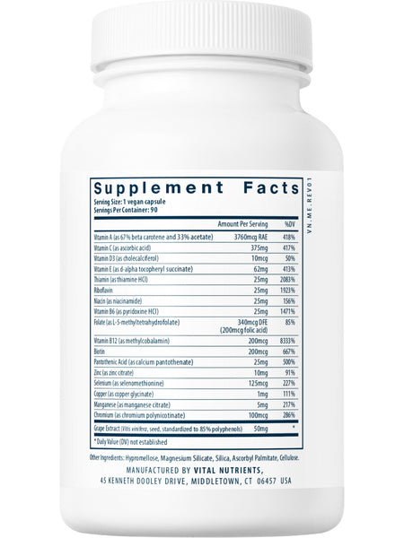 Vital Nutrients, Minimal and Essential® ANTIOXIDANT AND MULTI-VITAMIN FORMULA, 90 vegetarian capsules