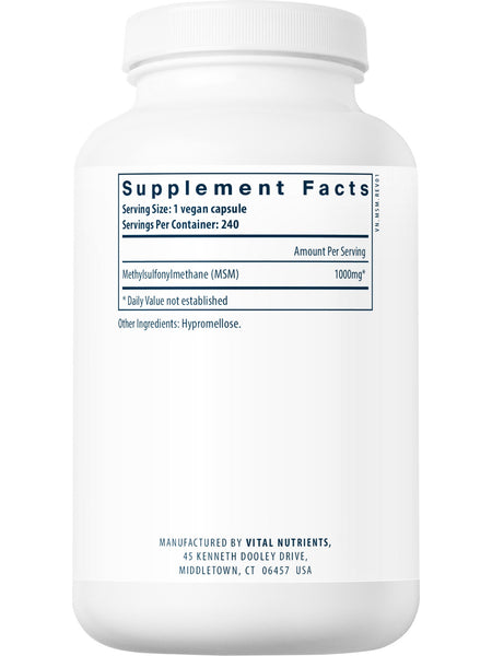 Vital Nutrients, MSM 1000mg, 240 vegetarian capsules