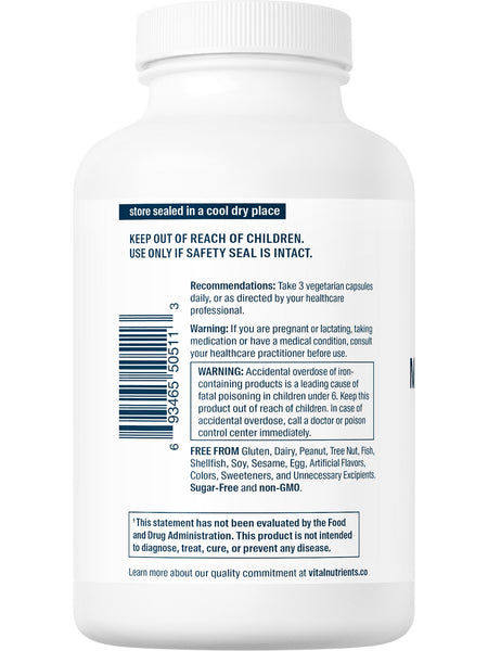 Vital Nutrients, Multi-Nutrients with Iron & Iodine, 180 vegetarian capsules