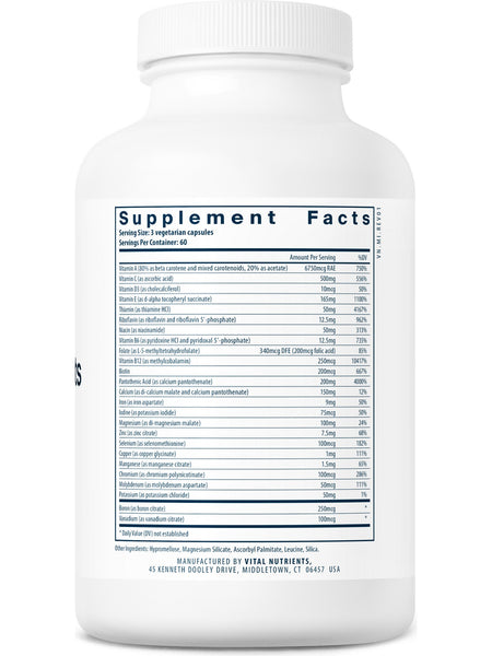 Vital Nutrients, Multi-Nutrients with Iron & Iodine, 180 vegetarian capsules