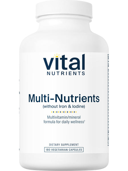 Vital Nutrients, Multi-Nutrients (no Iron or Iodine), 180 vegetarian capsules