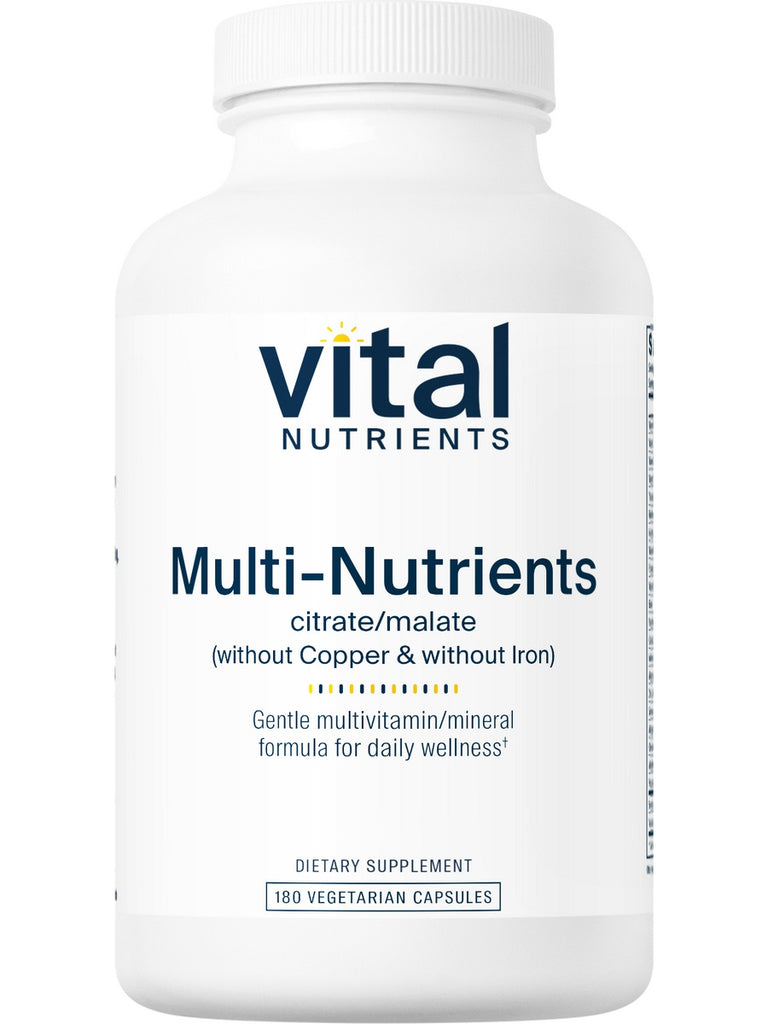 Vital Nutrients, Multi-Nutrients 3 Citrate/Malate Formula (without Copper & without Iron), 180 vegetarian capsules