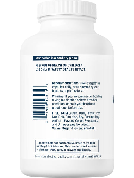 Vital Nutrients, Multi-Nutrients 3 Citrate/Malate Formula (without Copper & without Iron), 180 vegetarian capsules
