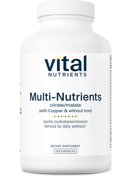 Vital Nutrients, Multi-Nutrients 2 Citrate/Malate Formula (with Copper & without Iron), 180 vegetarian capsules