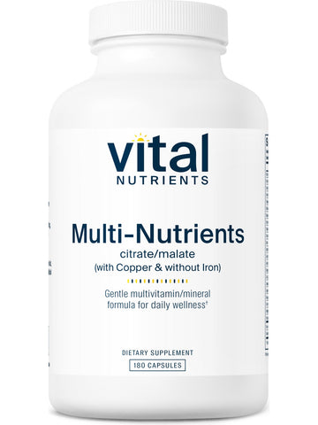 Vital Nutrients, Multi-Nutrients 2 Citrate/Malate Formula (with Copper & without Iron), 180 vegetarian capsules