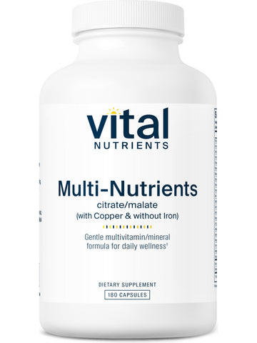 Vital Nutrients, Multi-Nutrients 2 Citrate/Malate Formula (with Copper & without Formula), 180 vegetarian capsules