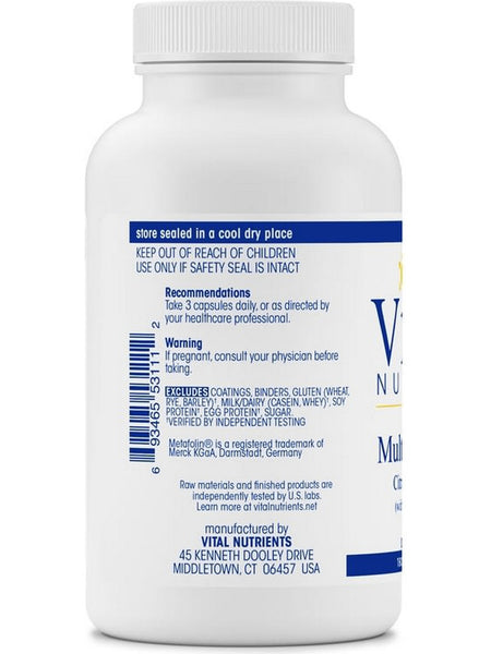 Vital Nutrients, Multi-Nutrients 2 Citrate/Malate Formula (with Copper & without Iron), 180 vegetarian capsules
