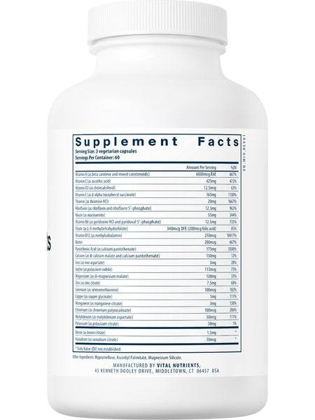Vital Nutrients, Multi-Nutrients 4  Citrate/Malate Formula (with Copper & Iron), 180 vegetarian capsules