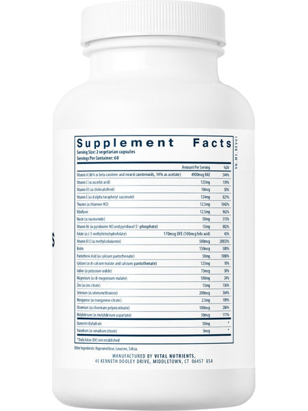 Vital Nutrients, Multi-Nutrients (Boron, Copper, and Iron Free), 120 vegetarian capsules