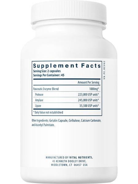 Vital Nutrients, Pancreatic Enzymes 1000mg (full strength), 90 capsules