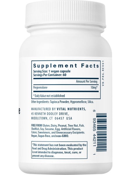 Vital Nutrients, Pregnenolone 10mg, 60 vegetarian capsules