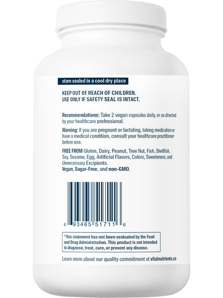 Vital Nutrients, Vitamin C (100% pure ascorbic acid) 1000mg, 220 vegetarian capsules