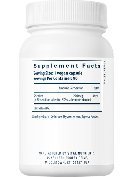 Vital Nutrients, Selenium 200mcg, 90 vegetarian capsules