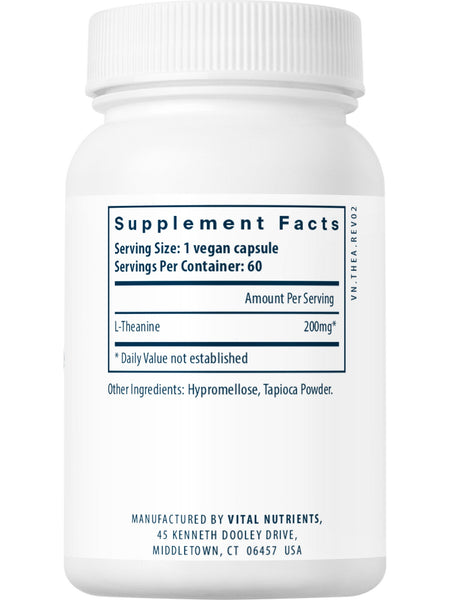 Vital Nutrients, L-Theanine 200 mg, 60 vegetarian capsules