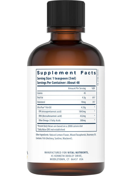 Vital Nutrients, Ultra Pure® Fish Oil 2600 Pharmaceutical Grade, 8 ounces