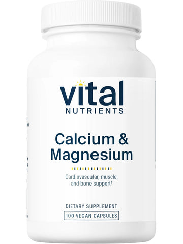 Vital Nutrients, Calcium & Magnesium 225mg/75mg, 100 vegetarian capsules