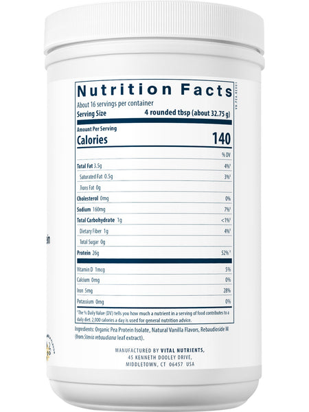 Vital Nutrients, ProVeg Organic Pea Protien Soy Free, Gluten Free, Dairy Free, Non-GMO, 524 grams