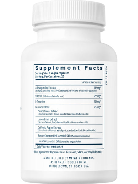 Vital Nutrients, Tension Ease with Ashwagandha, 60 vegetarian capsules