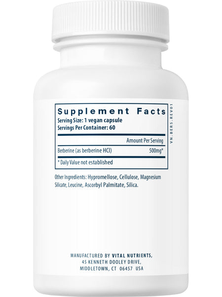 Vital Nutrients, Berberine 500mg, 60 vegetarian capsules