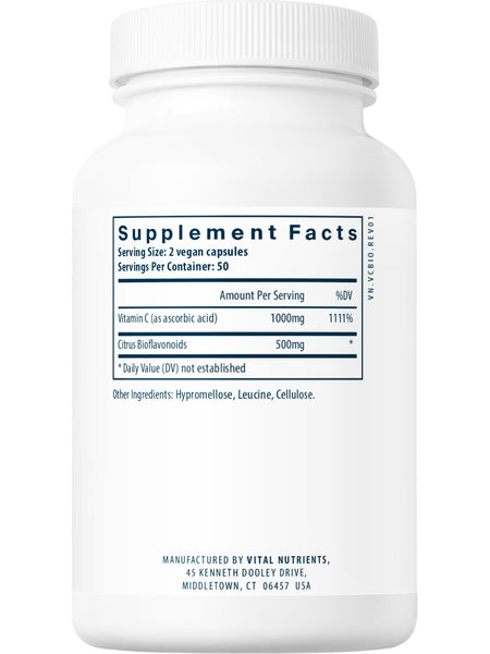 Vital Nutrients, Vitamin C with Bioflavonoids, 100 vegetarian capsules