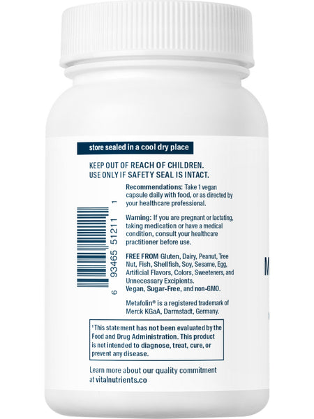 Vital Nutrients, B12/Methyl Folate 1000mcg/800mcg, 100 vegetarian capsules